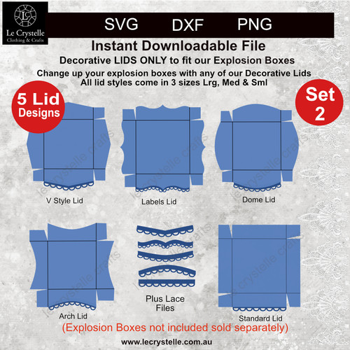 Explosion Box LIDS ONLY  5 Lids Set 2 CUT FILE