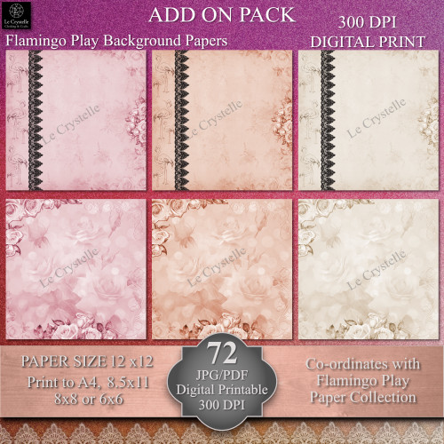 Sunset Flamingo Play ADD ON Background Digital Papers 72 Set Sunset Flamingo Play ADD ON Background Digital Papers 72 Set
