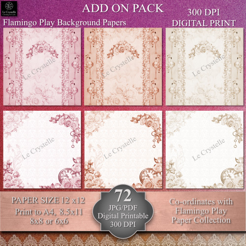 Sunset Flamingo Play ADD ON Background Digital Papers 72 Set Sunset Flamingo Play ADD ON Background Digital Papers 72 Set