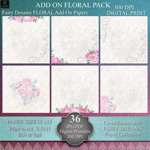 Fairy Dreams Digital ADD ON Floral Paper Collection