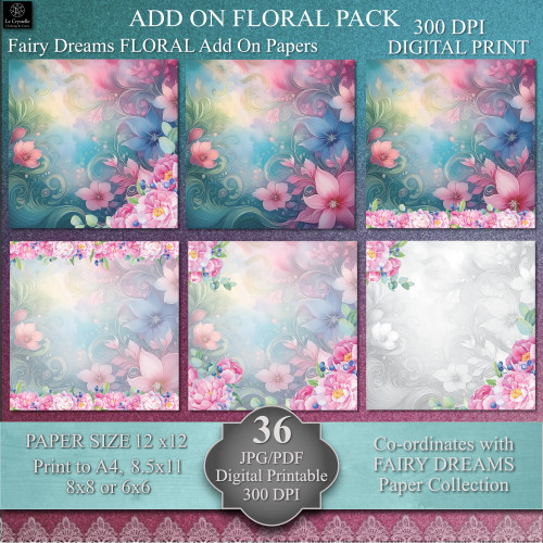 Fairy Dreams Digital ADD ON Floral Paper Collection