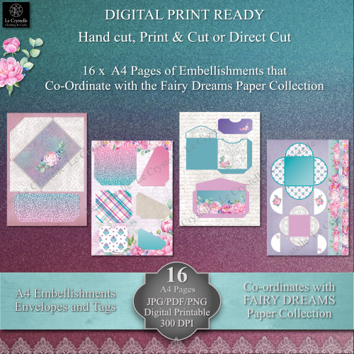 Fairy Dreams Digital Envelopes Tags and Embellishments