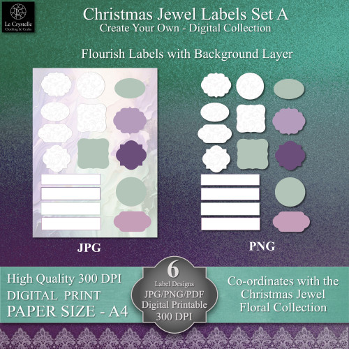 A6 Digital INSTANT CARDS Christmas Jewel Collection