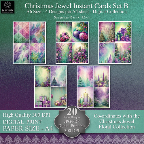A6 Digital INSTANT CARDS Christmas Jewel Collection