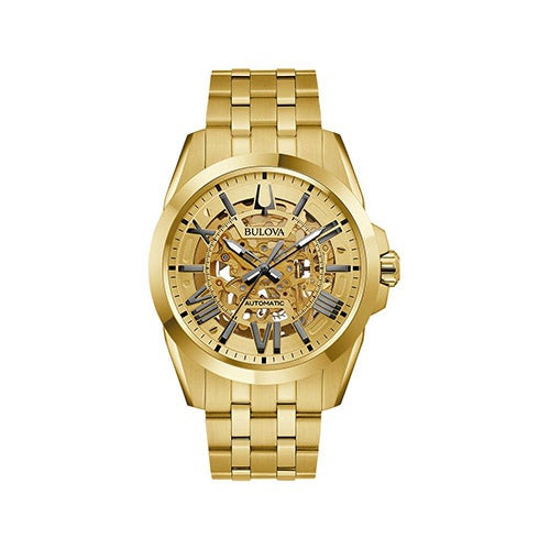 Mens Sutton Automatic Gold-Tone Watch Skeleton Dial