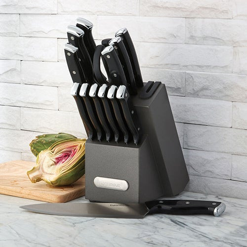 Edgekeeper 14pc Triple-Rivet Knife Block Set Black