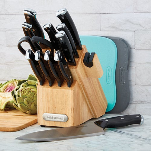 Edgekeeper 14pc Triple-Rivet Knife Block Set Natural