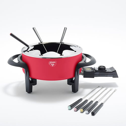 Healthy Ceramic Nonstick Fondue Part Set Red