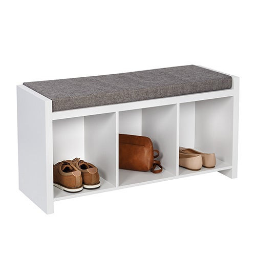 Cube Organizer Bench w/ Shoe Storage & Seat Cushion