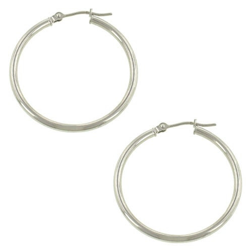 14k White Gold 30mm Hoop Earrings