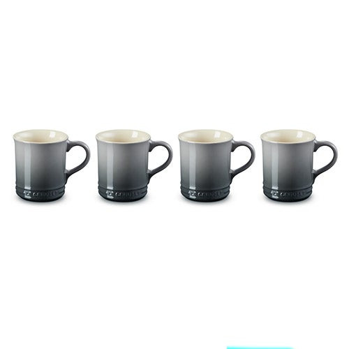 Set of 4 Stoneware Mugs Oyster