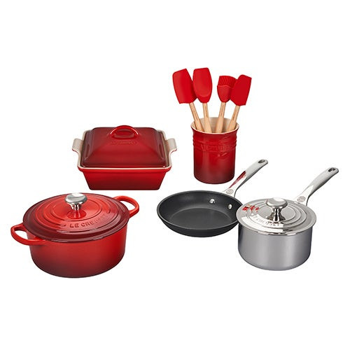 12pc Mixed Material Kitchen & Cookware Set Cerise