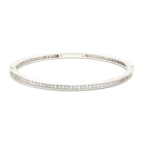 Sterling Silver Pave Bangle Bracelet