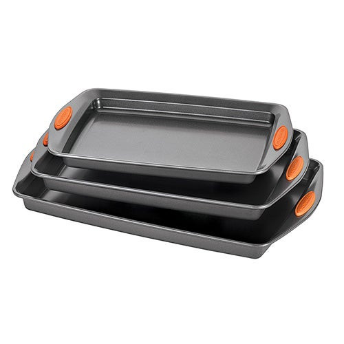 Rachael Ray 3 Piece Cookie Pan Set Orange