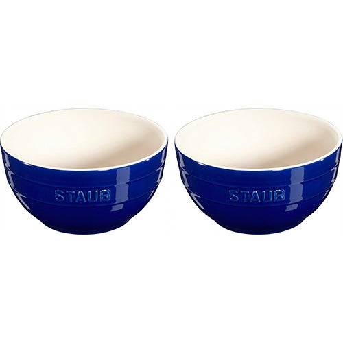 2pc Ceramic Large Universal Bowl Set Dark Blue