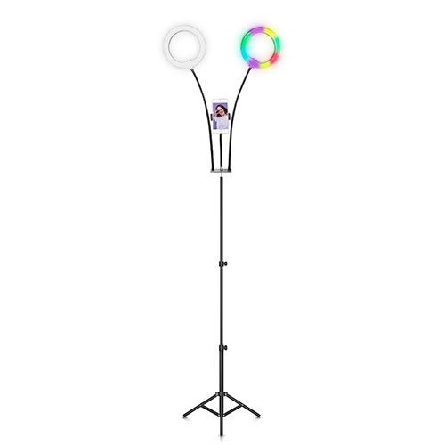 Pro Live Stream Double 8" Selfie Ring Light w/ 32 Color Modes