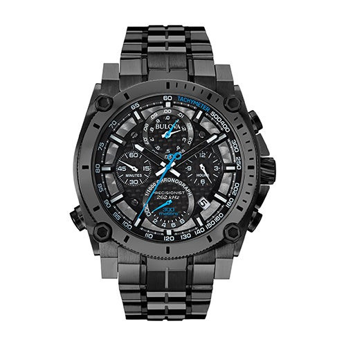 Mens Precisionist Black Stainless Steel Watch Black Dial