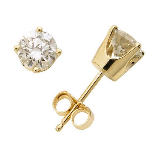 14k Yellow Gold Diamond Solitaire Earrings .50twt