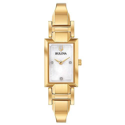 Ladies' Classic Gold-Tone Stainless Steel Rectangle Watch, Mother-of-Pearl Dial