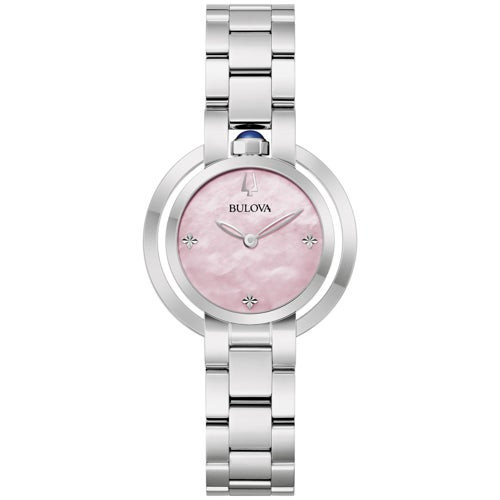 Ladies Rubaiyat Silver-Tone Stainless Steel Watch Pink MOP Dial