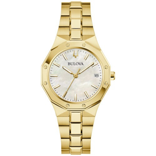 Ladies Prestige Gold-Tone Stainless Steel Watch Mother-of-Pearl Dial