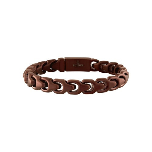 Bulova Link 8mm Chocolate Brown IP Stainless Steel Bracelet 8"