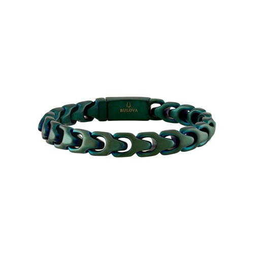 Bulova Link 8mm Forest Green Stainless Steel Bracelet 8.5"