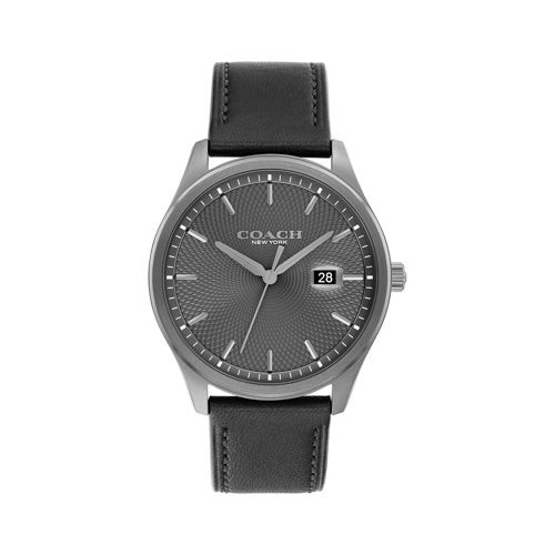 Mens Oliver Gray & Black Leather Strap Watch Gray Dial