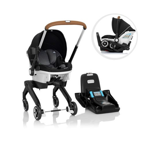 GOLD Shyft DualRide Car Seat & Stroller Combo w/ Storage Bag + Canopy Moonstone