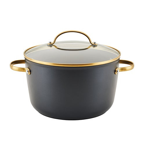 6qt Forged Induction Ceramic Covered Stockpot Black