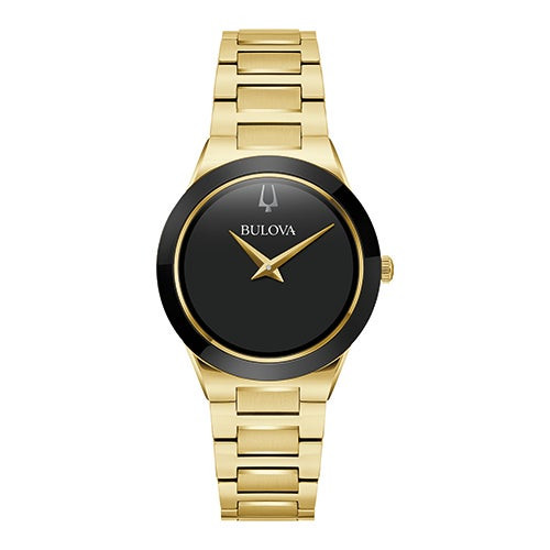 Ladies Millennia Gold-Tone Stainless Steel Watch Black Dial