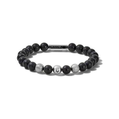 Classic Black Onyx & Stainless Steel Bead Bracelet - Large