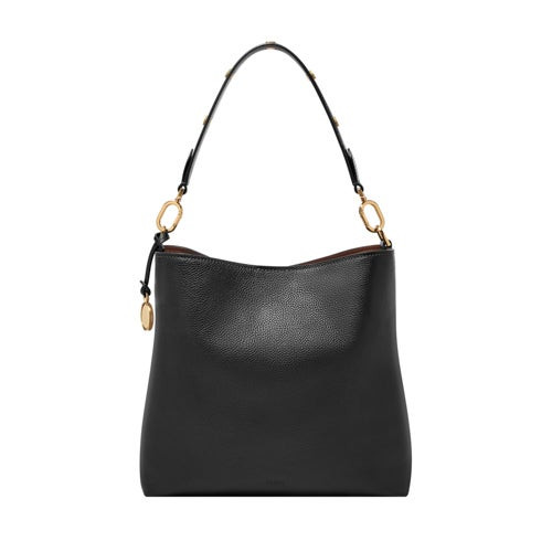 Jessie Leather Bucket Shoulder Bag Black