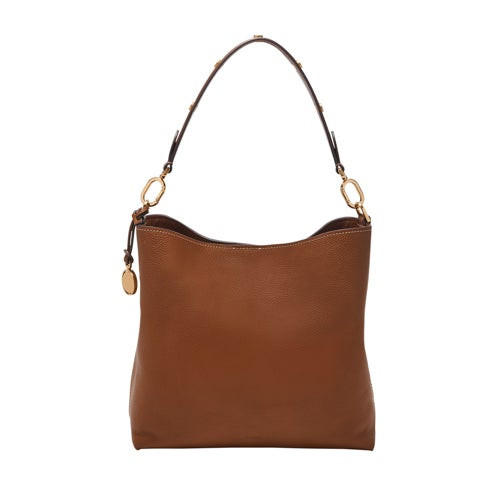 Jessie Leather Bucket Shoulder Bag Brown