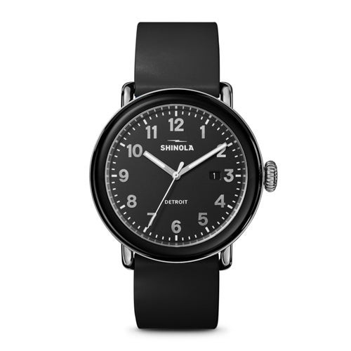 Detrola Black Rubber Strap Watch Black Dial