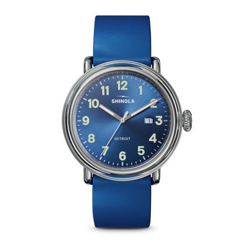 Detrola Blue Rubber Strap Watch Denim Blue Dial