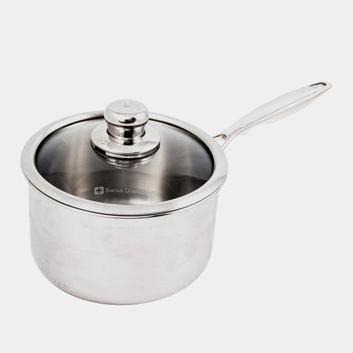 Premium Clad Stainless Steel 3.7qt Saucepan w/ Glass Lid - Induction