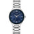 TFX Men's Silver-Tone Stainless Steel Watch, Navy Dial