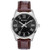 Men's Quartz Brown Leather Strap Watch, Black Dial