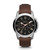 Mens Grant Chronograph Brown Leather Strap Watch Black Dial