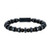 Marine Star Navy Stainless Steel & Black Onyx Beaded Bracelet 8"
