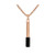 Latin GRAMMY Rose Gold-Tone Stainless Steel & Black Spinel Amulet Necklace 24"-26"