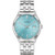 Mens Dress Silver-Tone Stainless Steel Watch Light Blue Dial