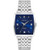 Mens Modern Silver-Tone Stainless Steel Watch Blue Dial