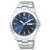 Mens Quartz Silver-Tone Stainless Steel Watch Blue Dial