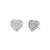 Premium Sterling Silver Pave Heart Stud Earrings Silver
