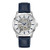 Mens Sutton Automatic Silver & Blue Leather Strap Watch Silver Dial