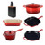 7pc Cast Iron Cookware Set Cerise w/ 5pc Knife Block Set