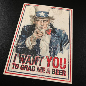 Uncle Sam Grab Me A Beer - Sticker
