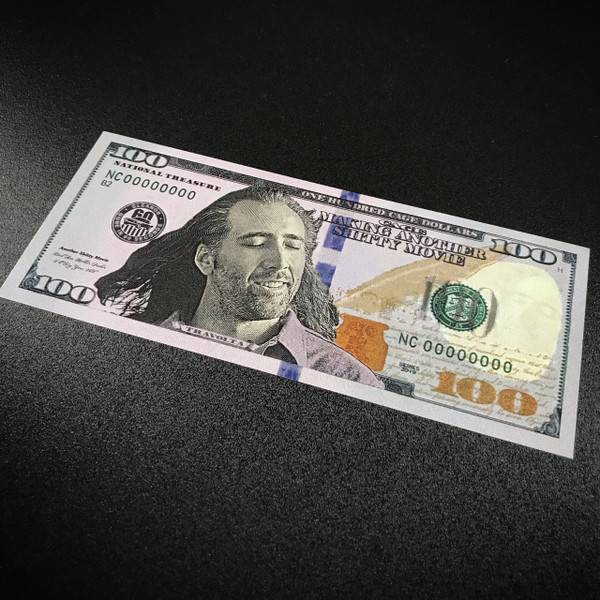 Nick Nicolas Cage Fake Hundred Dollar Bill Money - Sticker